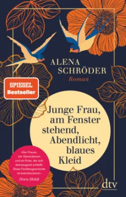 Schröder A., Junge Frau, am Fenster stehend, Abendlicht, blaues Kleid